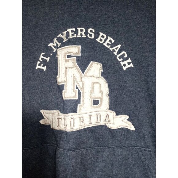 US Apparel Womens Ft. Myers Beach Florida Blue Hooded Sweatshirt Size Small - Picture 2 of 4